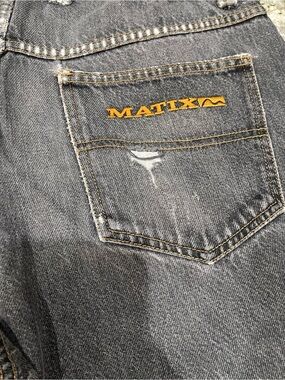Vintage Matix Men's Dark Gray Relaxed Denim Jeans with Yellow Logo
